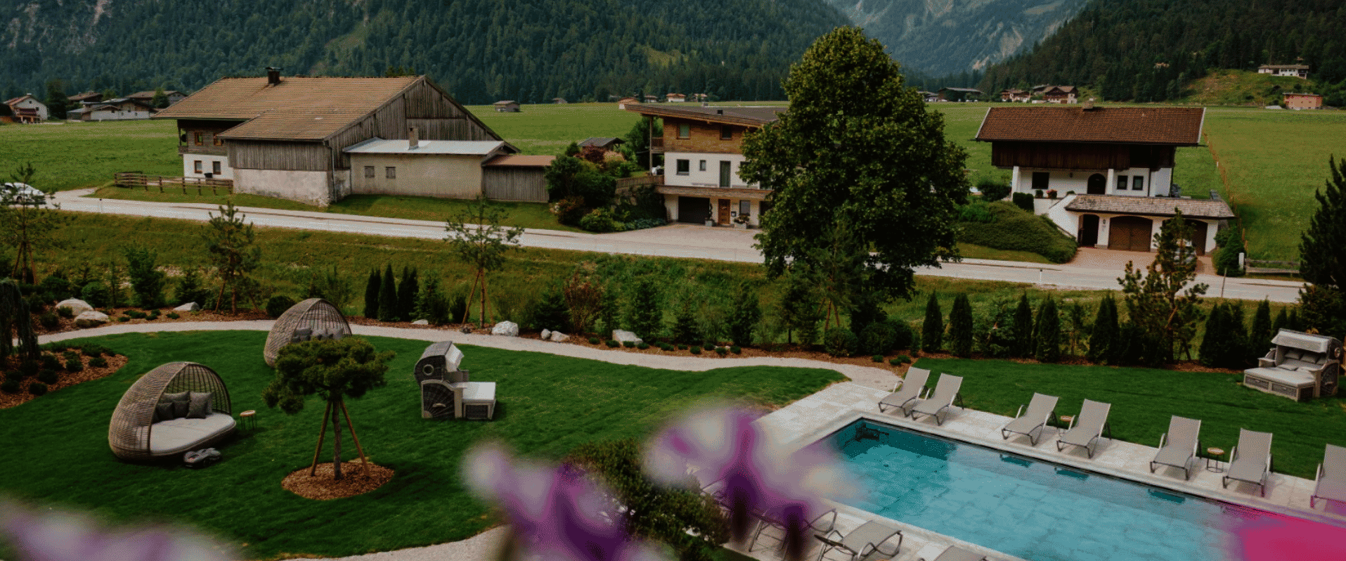 Pool with garden view